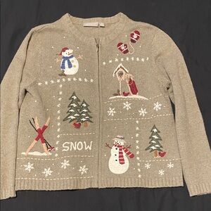 Vintage winter zip up sweater